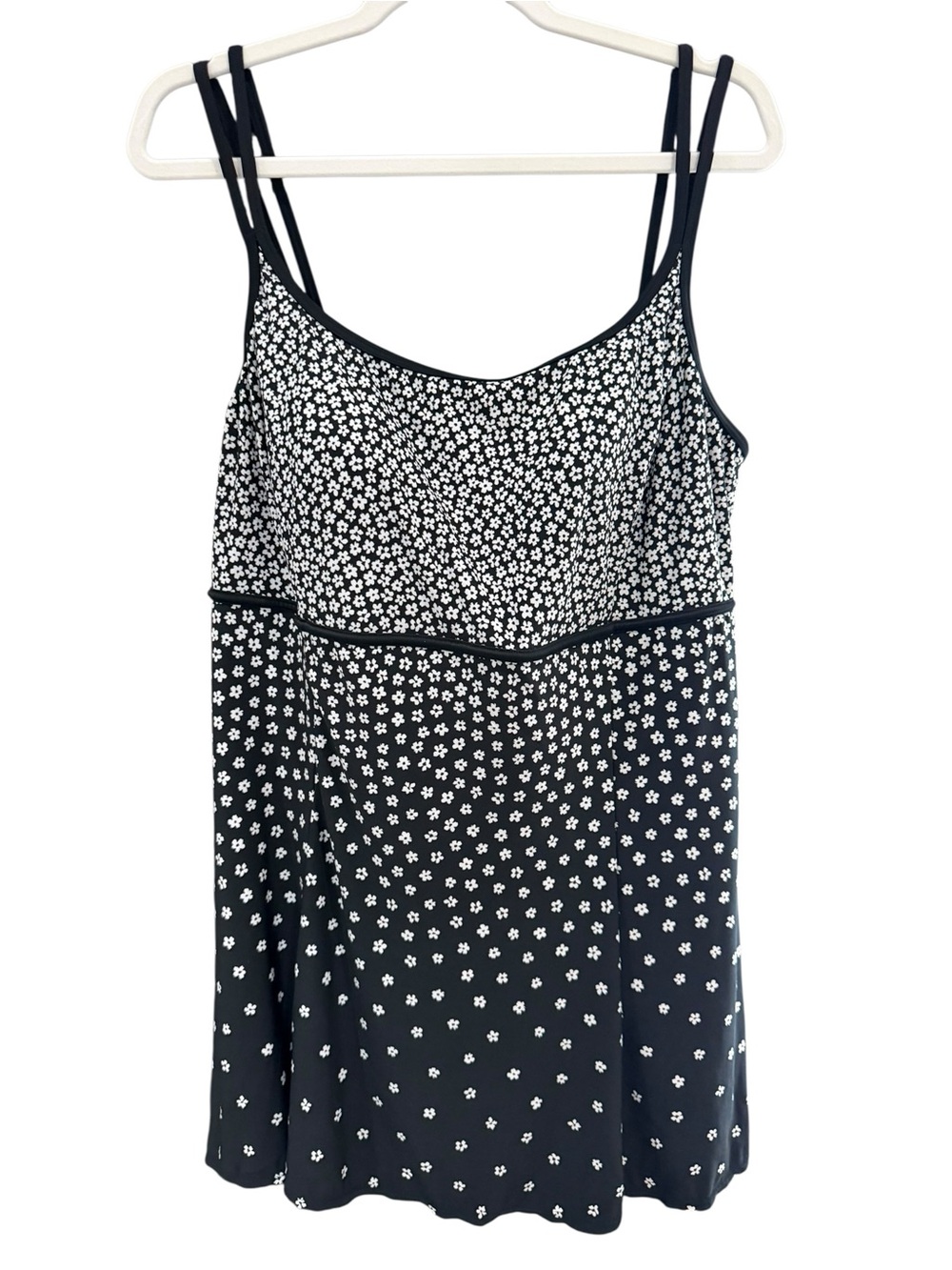 Le Cove Black & White Floral Swim Dress One Piece Swimsuit Size 18